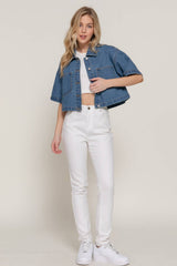 Short Sleeve Boxy Short Denim
