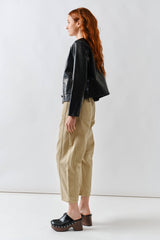 Whipstitch Faux Leater Jacket