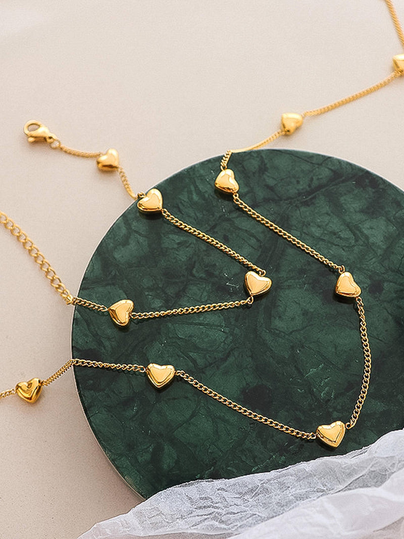 Vivre 18K Gold Non-Tarnish Petite Heart Bracelet, Necklace: Yellow Gold / Bracelet