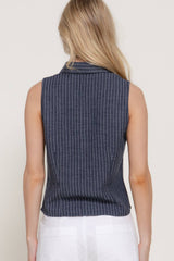 Sleeveless Striped Linen Top