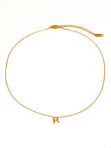 Desir 18K Gold Non-Tarnish Petite Classic Letter Necklace: Yellow Gold / D