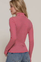 Stripe Long Sleeve Turtle Neck