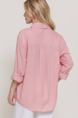 Long Sleeve Linen Blend Shirt