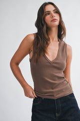 V-Neck Tank Top Chocolate