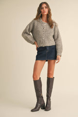 Fuzzy Black Cardigan Sweater