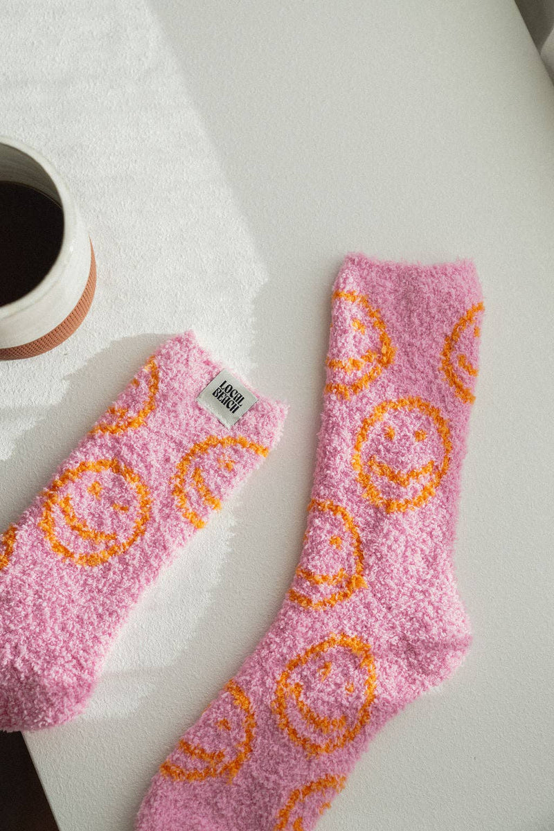 Smiley Local Beach Cozy Socks: Sand/Cream Pair