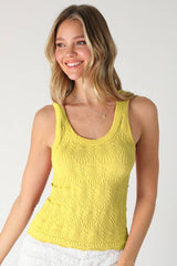 NS8458 - Reversible Lace Textured Tank Top: 6 Black