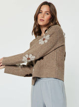 Daisy Floral Long Sleeve Knit Sweater