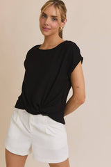 Side Twist Hem Short Sleeve Round Neck