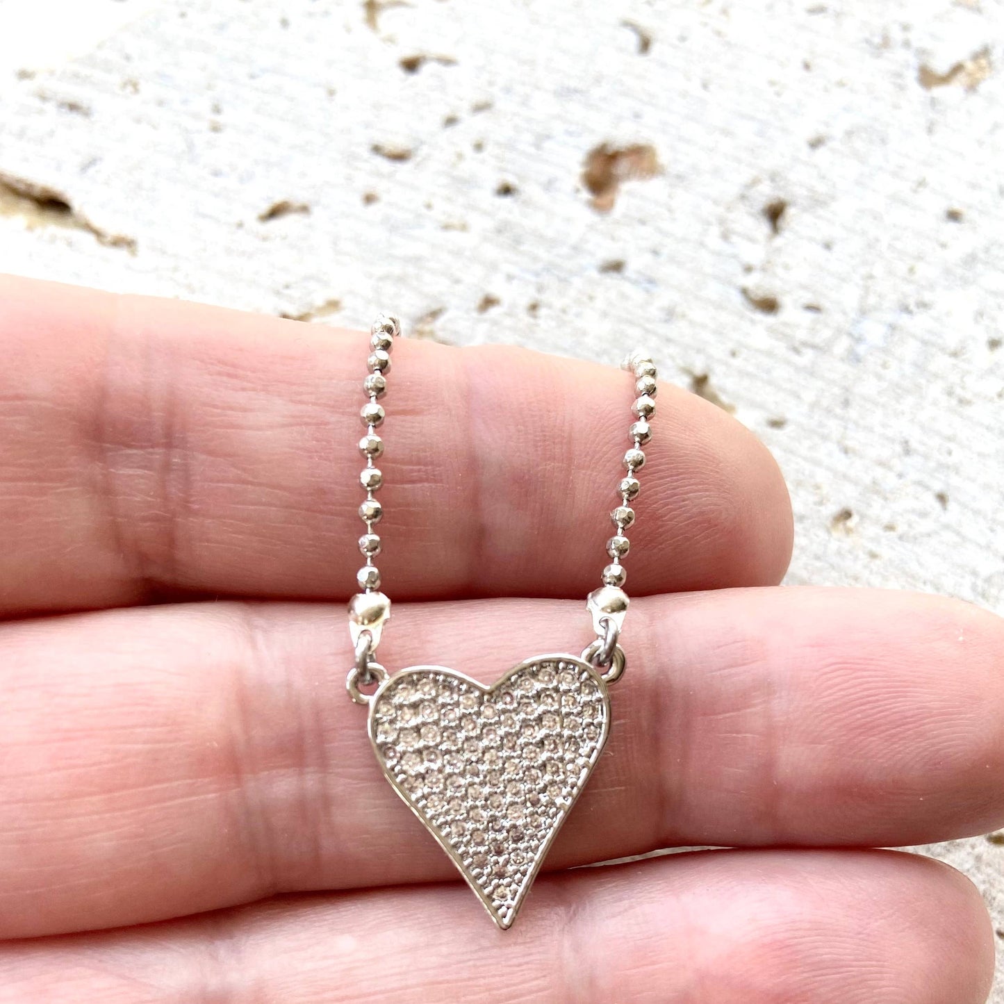 Silver tiny heart ball chain 18”: Gold / 18”