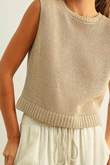 White Sleeveless Knit Top