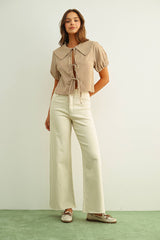 Ecru straight Wide Leg Pant