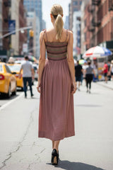 Multi-Color Smocking Maxi Dress : MAUVE