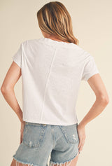 Crop V Neck Tee WHITE