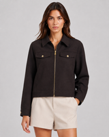 Women’s Cropped Faux Wool Jacket: OATMEAL / L