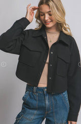 Fleece Shirt Jacket | Soft Snap Front Shacket: Taupe / Contemporary / L