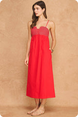 Top Stitch Bustier Linen Midi