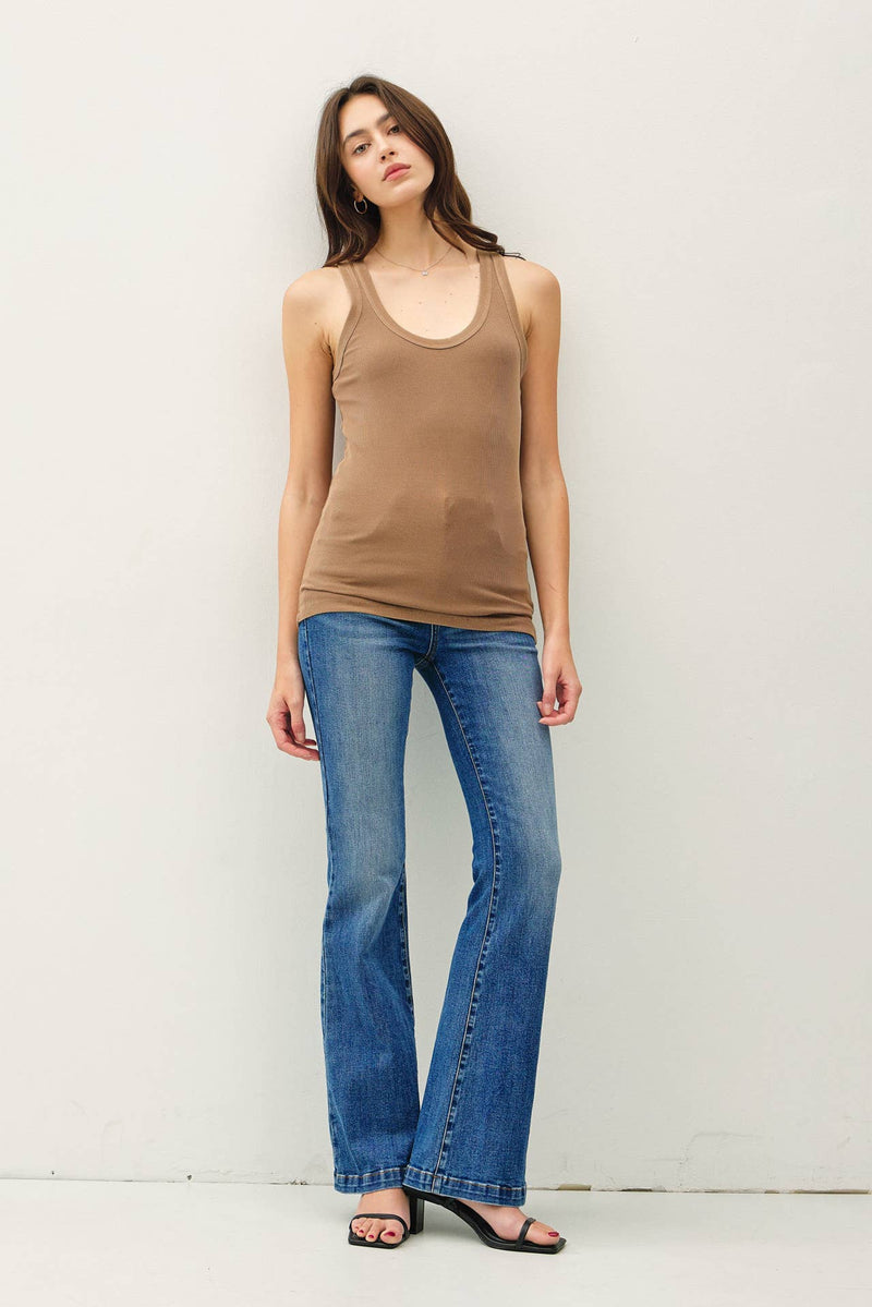 Taupe Ribbed Tank Top