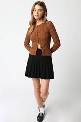 Haley Knit Button Top: Ecru