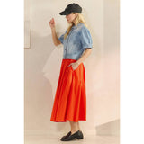 Short Puff Sleeve Denim Top