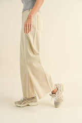 MMP623   STRAIGHT WIDE LEG DENIM PANTS: ECRU / L
