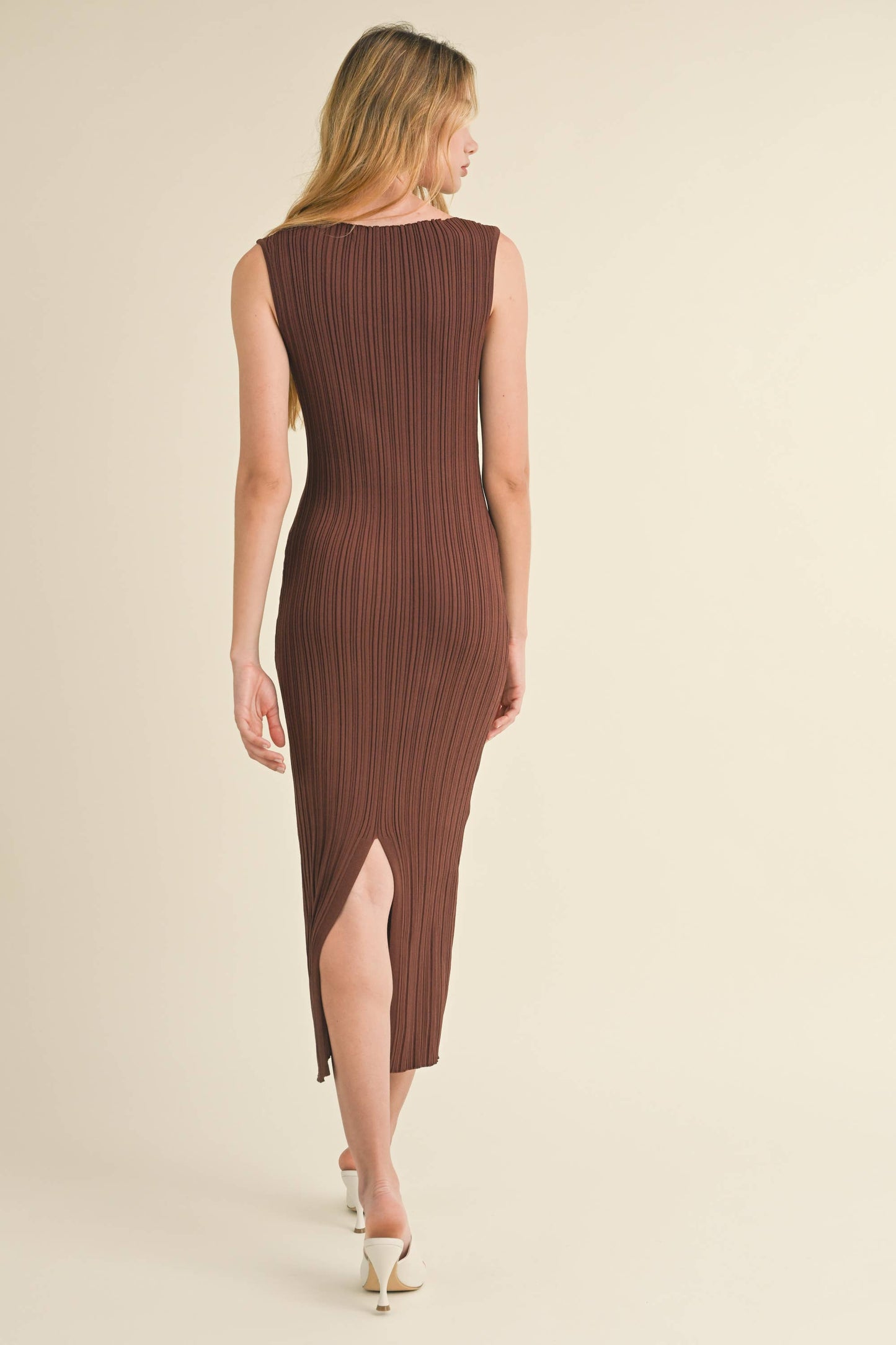 Rib Knitted Dress Hunter