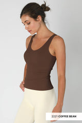 Ribbed v neck Tank Mocha