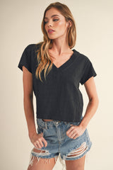 Short Sleeve V Neck choc