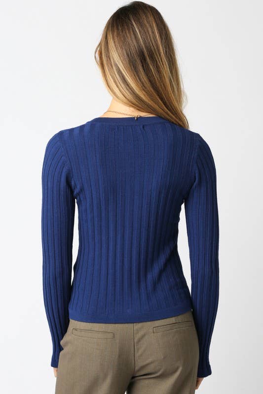 Haley Knit Button Top: Black