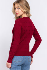 Long Sleeve Round Neck Cable Sweater