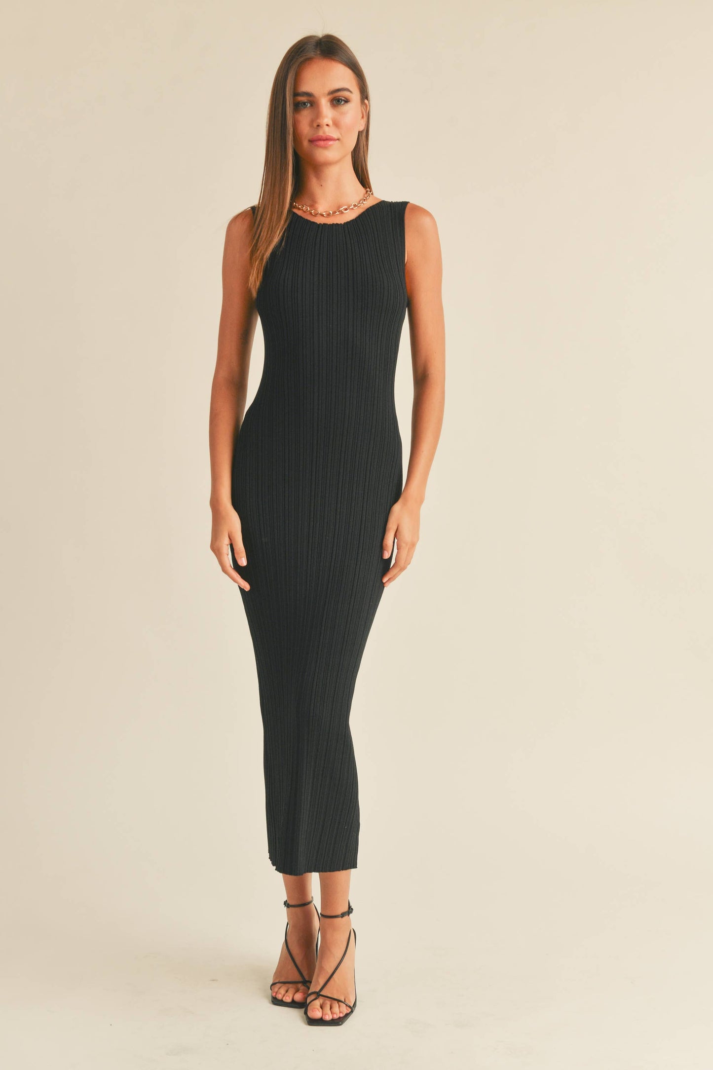 Rib Knitted Dress Hunter