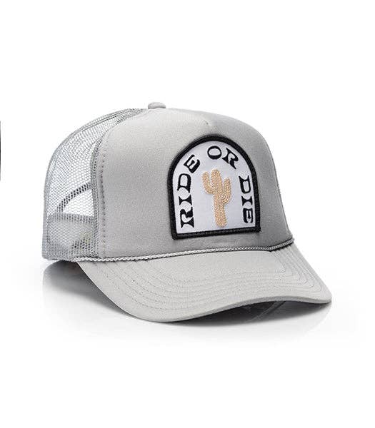 Ride or Die Patch Trucker Hat: Khaki