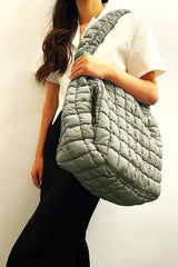 Premium Oversized Quilted Carryall Crossbody Bag: MOCHA / 1 (ONE SIZE)