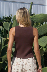Ivory Ribbed Button Front Vest