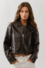 Washed Brown leather jacket