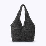 Knotted Handle Woven Shoulder Bag: CAMEL / One Size