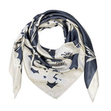 Wrapables Silk Satin Floral Neckerchief 35 x 35 Inch Square Scarf: Silhouette