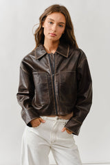 Washed Brown leather jacket