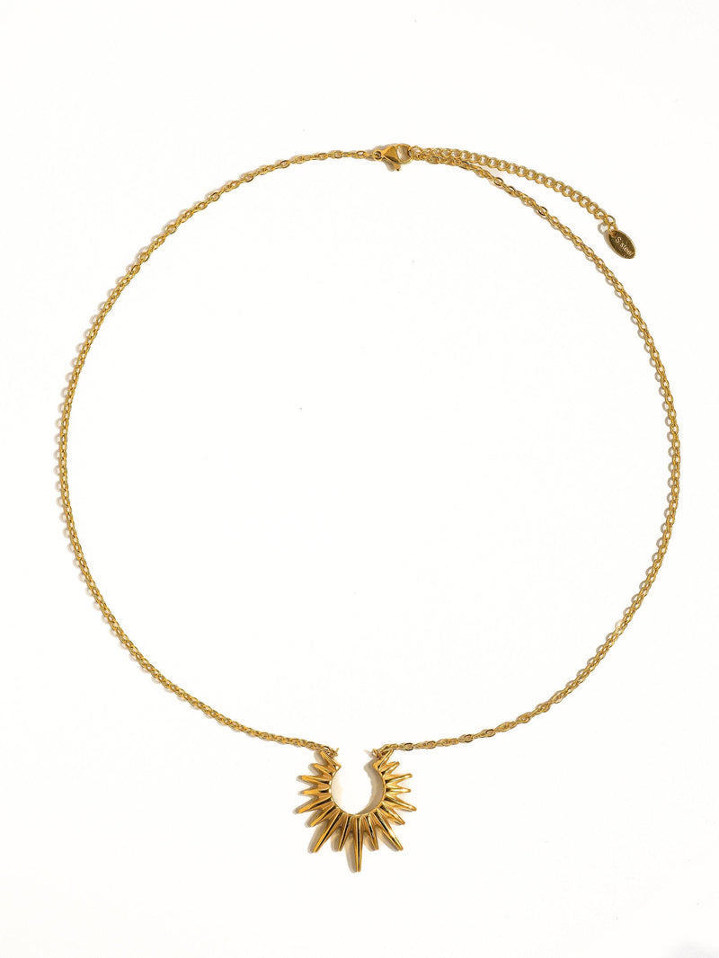 Muse Non-Tarnish Gold Sun Necklace: Yellow Gold
