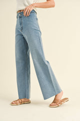 Brown Straight Leg Wide Denim