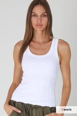 NS8458 - Reversible Lace Textured Tank Top: 7 White