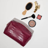Croc Chic Cosmetic & Travel Organizer Pouch: Chocolate