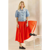 Short Puff Sleeve Denim Top