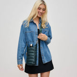 Jace Water Bottle Nylon Puffer Crossbody: Black
