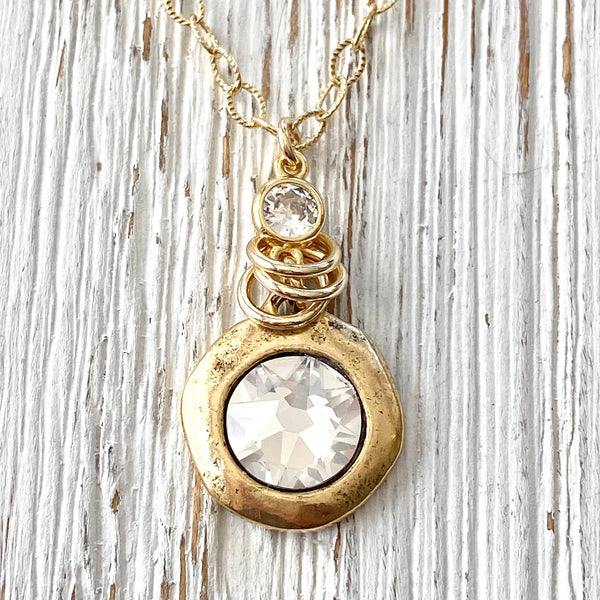 Swarovski Crystal necklace, bridal, boutique, salon,gold: 17”