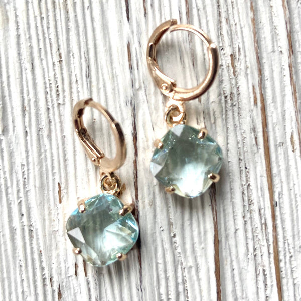 Aqua blue crystal earring simple jewelry